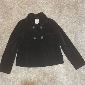 Women’s Black Velvet Double-Breasted Peacoat